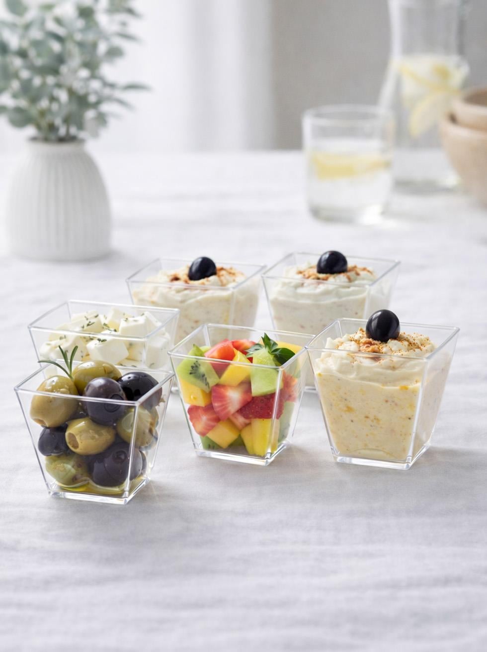 Mika Plastik Mini Kare Sunum Kasesi Şeffaf Mika Kap 60 ml 50li