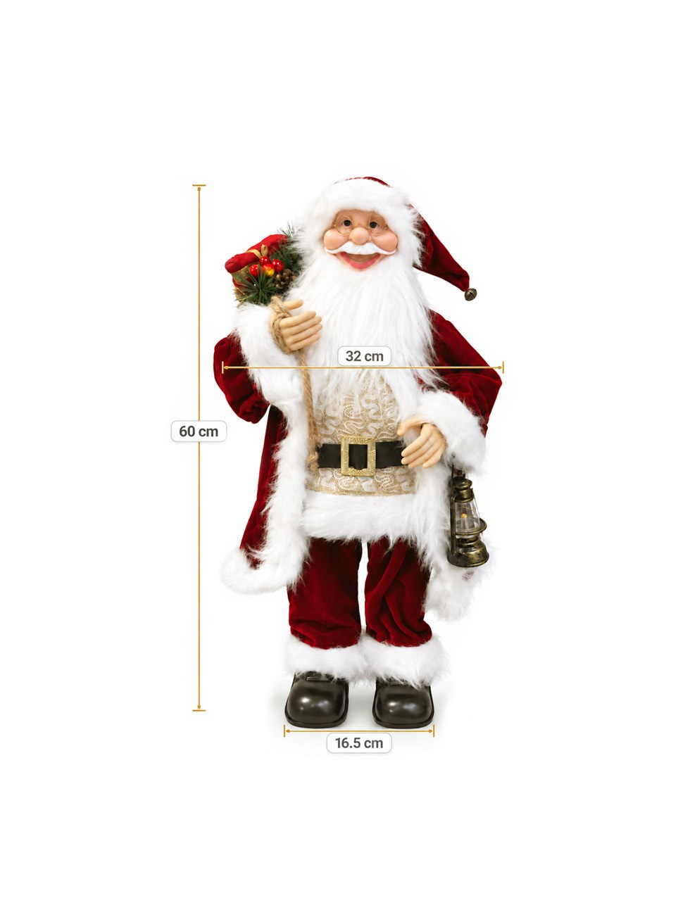 Müzikli Hareketli Noel Baba Yılbaşı Dekoru 60 cm – Fenerli Dekoratif Christmas Figürü