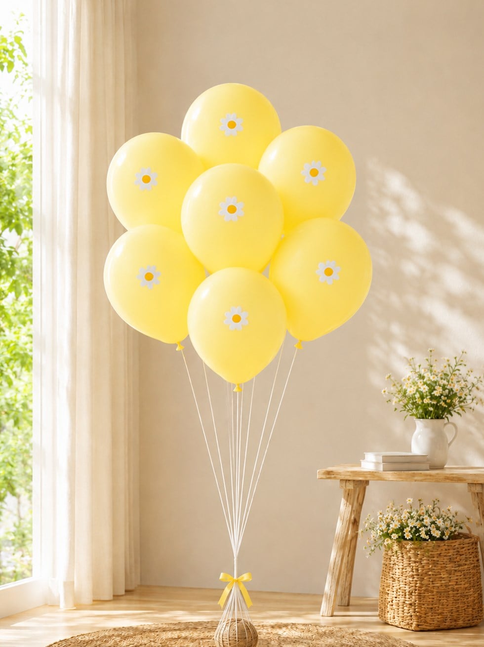 Papatya Temalı Makaron Sarı Balon Seti Doğum Günü Balon Seti - Parti Seti | Parti Adresi
