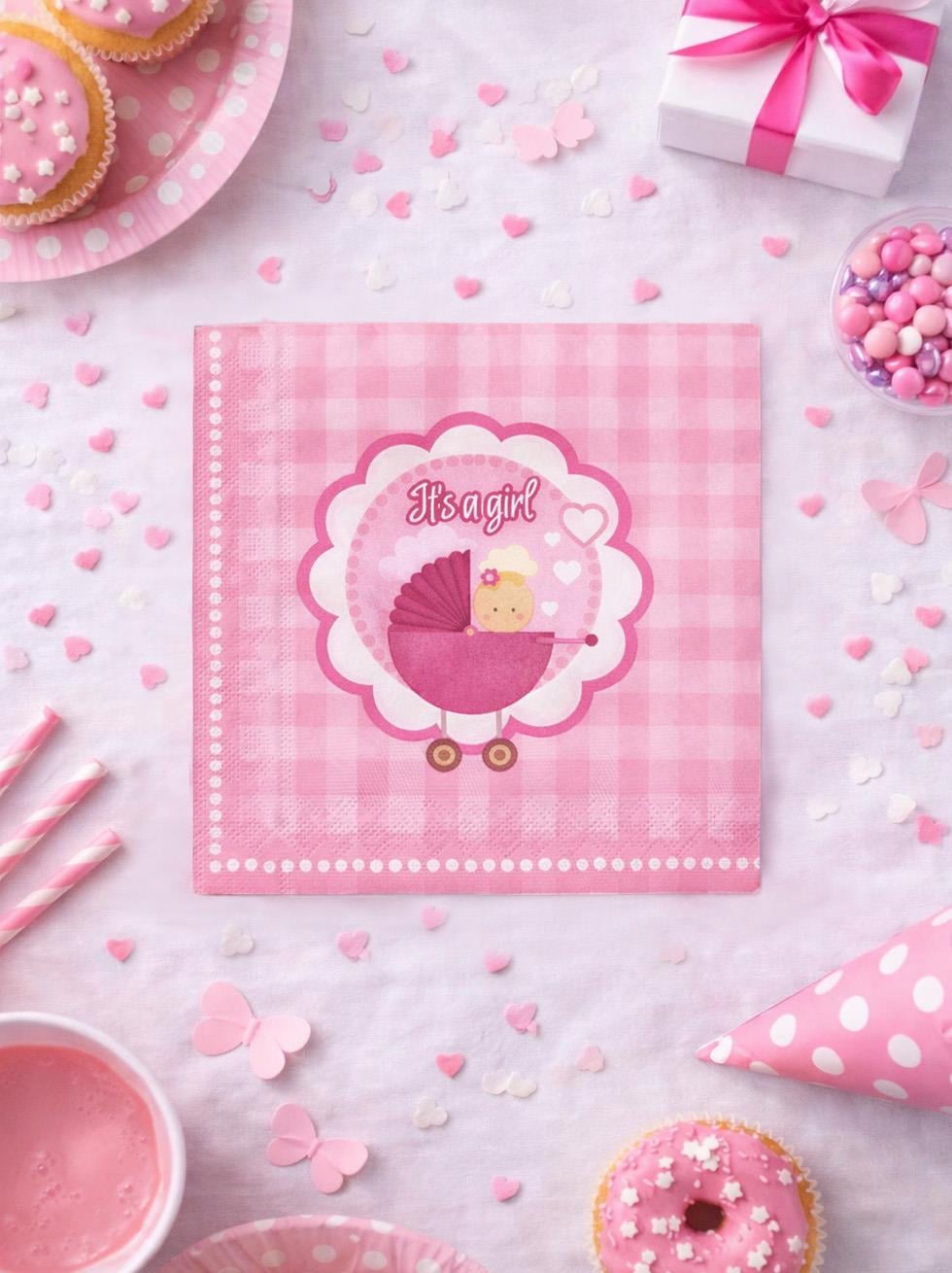 Kız Bebek Baby Shower Konsept Kağıt Peçete 20li