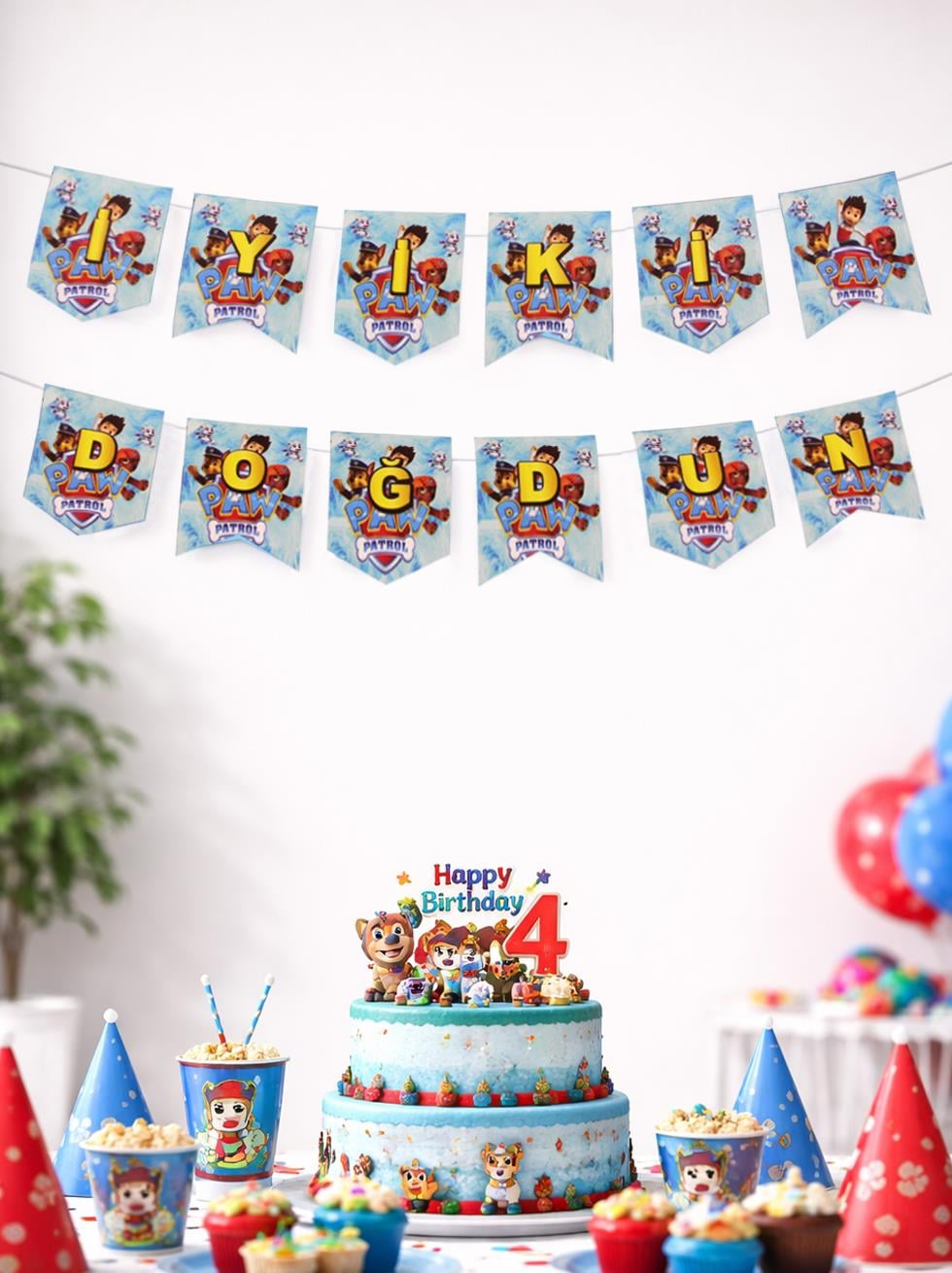 Paw Patrol Temalı İyi Ki Doğdun Banner – Erkek Çocuk Doğum Günü Dekoru