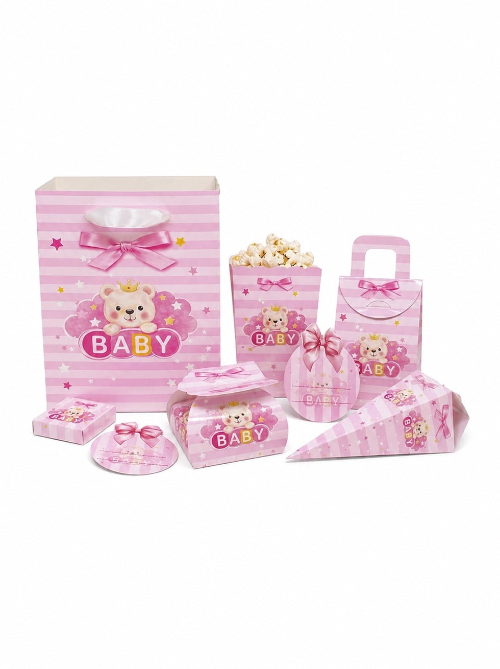 Pembe Ayıcıklı Baby Parti Seti – 80 Parça Bebek Doğum Günü & Mevlüt Seti