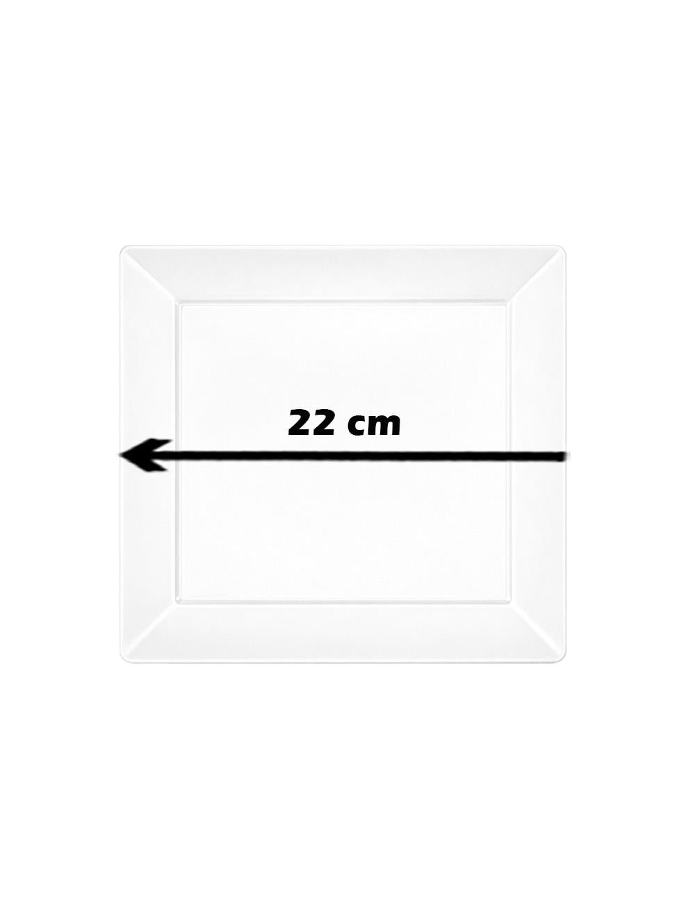Lüks Mika Kare Tabak Plastik Parti Tabağı Beyaz 22 cm 10lu