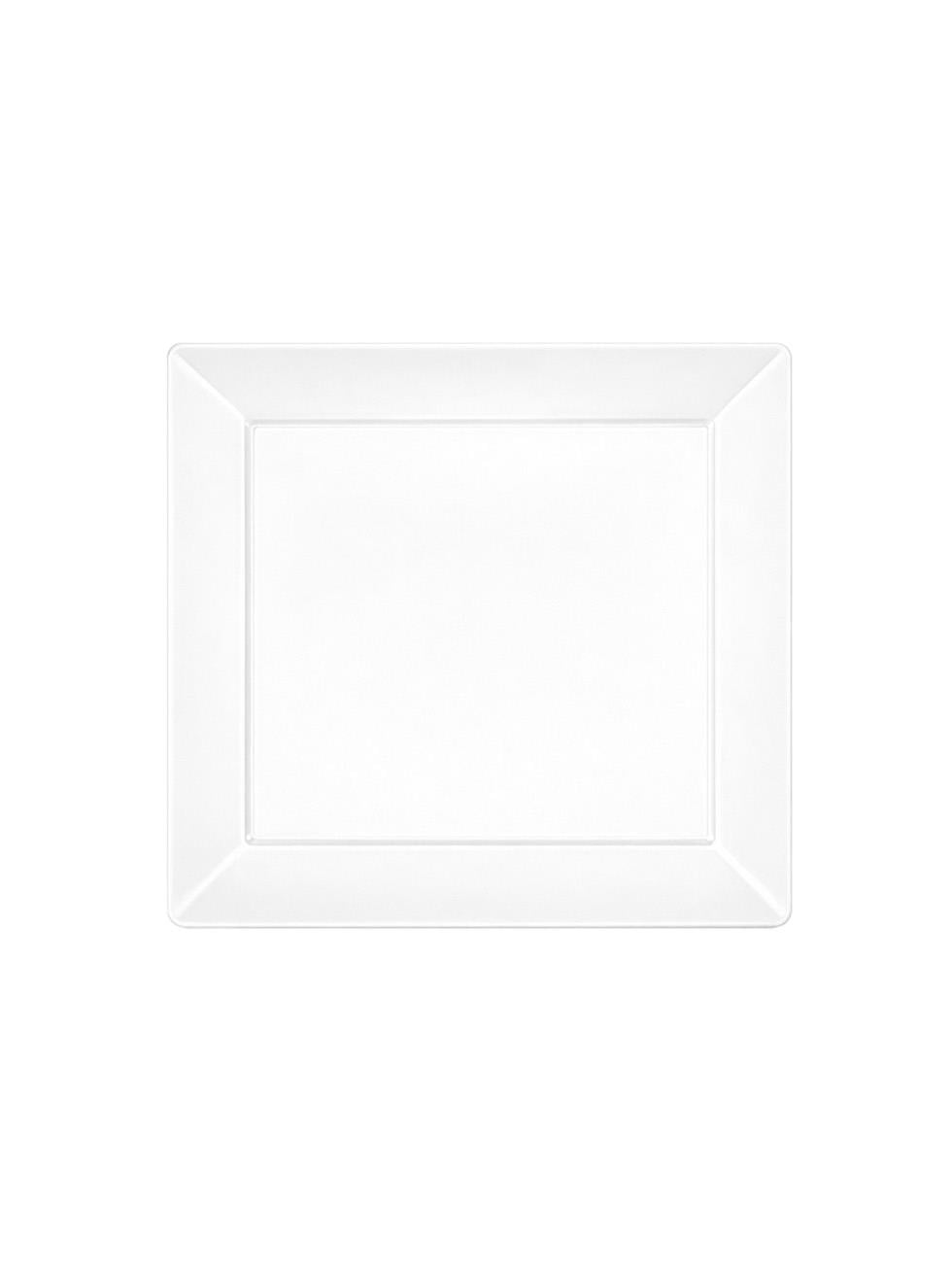 Lüks Mika Kare Tabak Plastik Parti Tabağı Beyaz 22 cm 10lu
