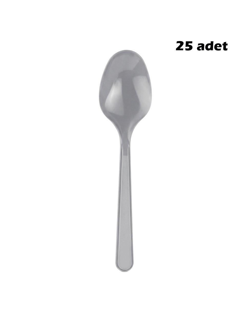 Plastik Kaşık Gümüş 25li