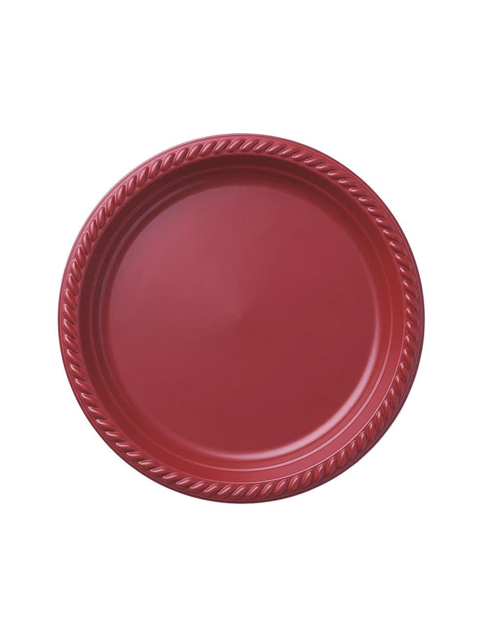 Plastik Tabak Doğum Günü Parti Tabağı Bordo 21 cm 25li