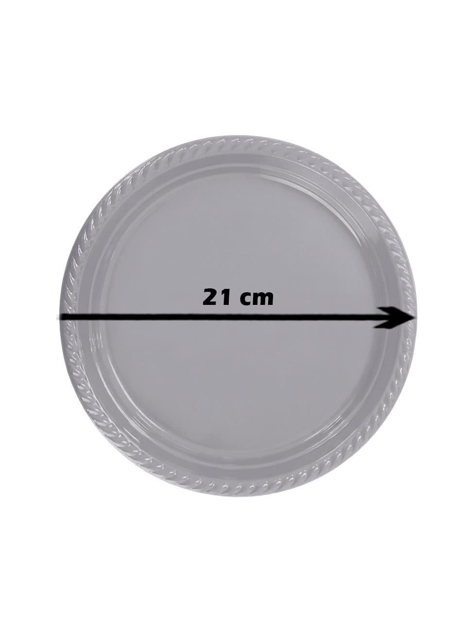 Plastik Tabak Doğum Günü Parti Tabağı Gümüş 21 cm 25li