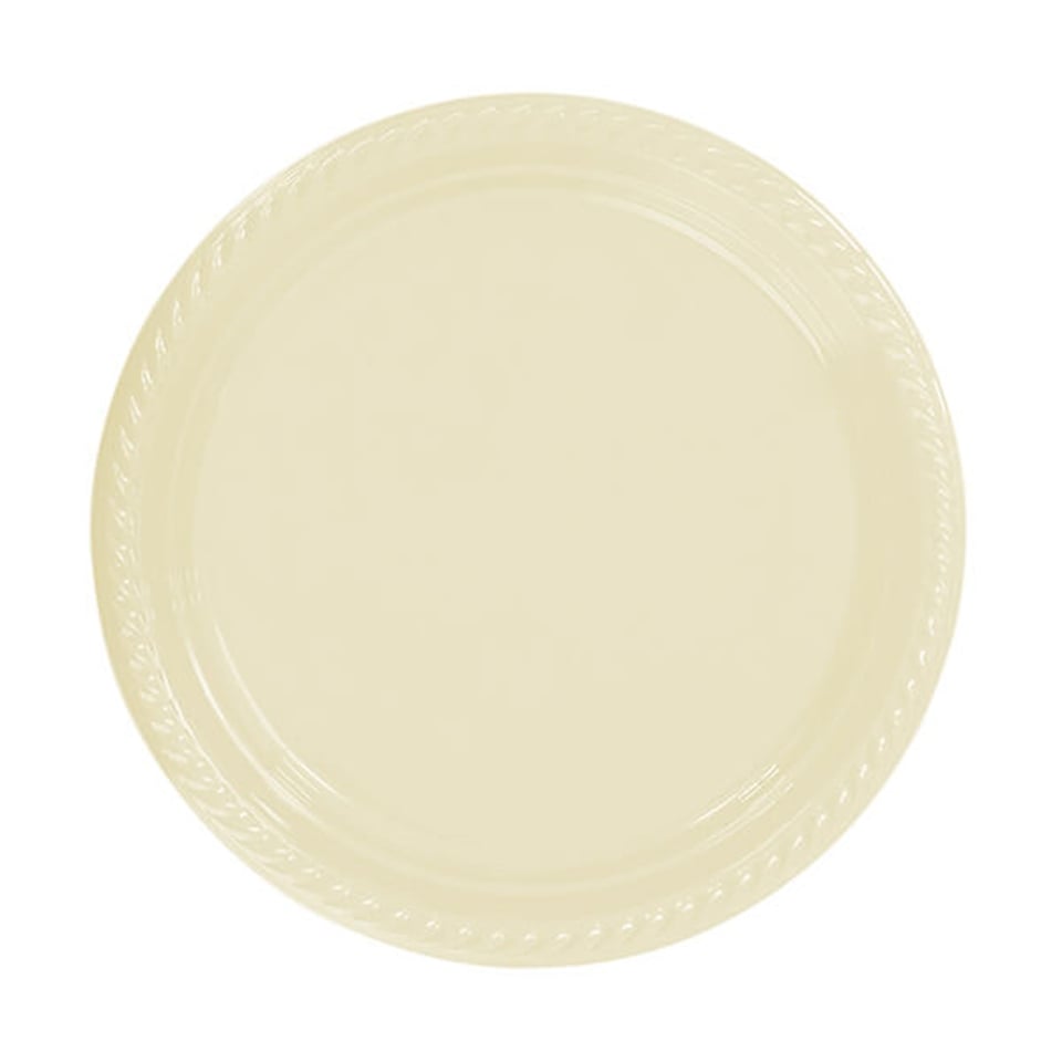 PLASTİK TABAK KREM RENK 25'Lİ