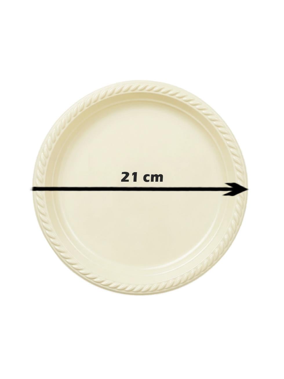 Plastik Tabak Doğum Günü Parti Tabağı Krem 21 cm 25li