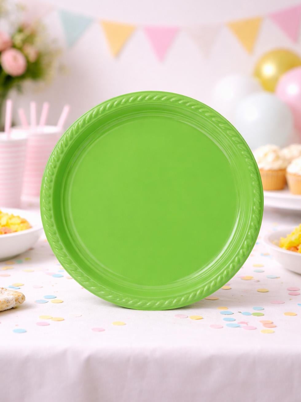 Plastik Tabak Doğum Günü Parti Tabağı Yeşil 21 cm 25li