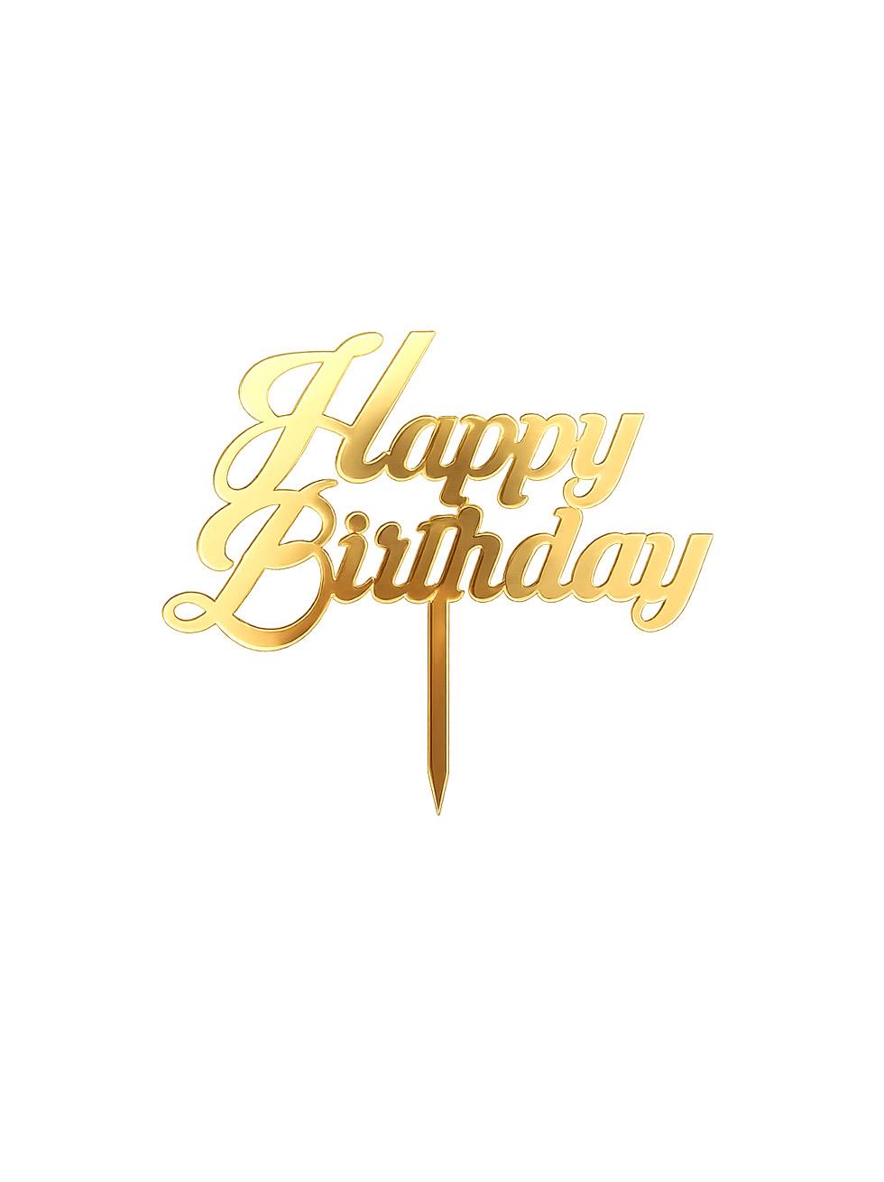 Pleksi Happy Birthday Pasta Süsü Altın