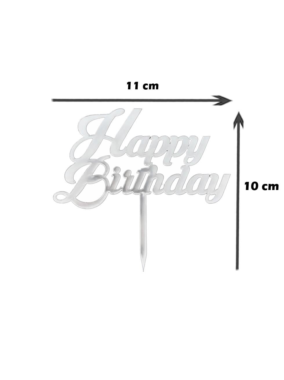 Pleksi Happy Birthday Pasta Süsü Gümüş