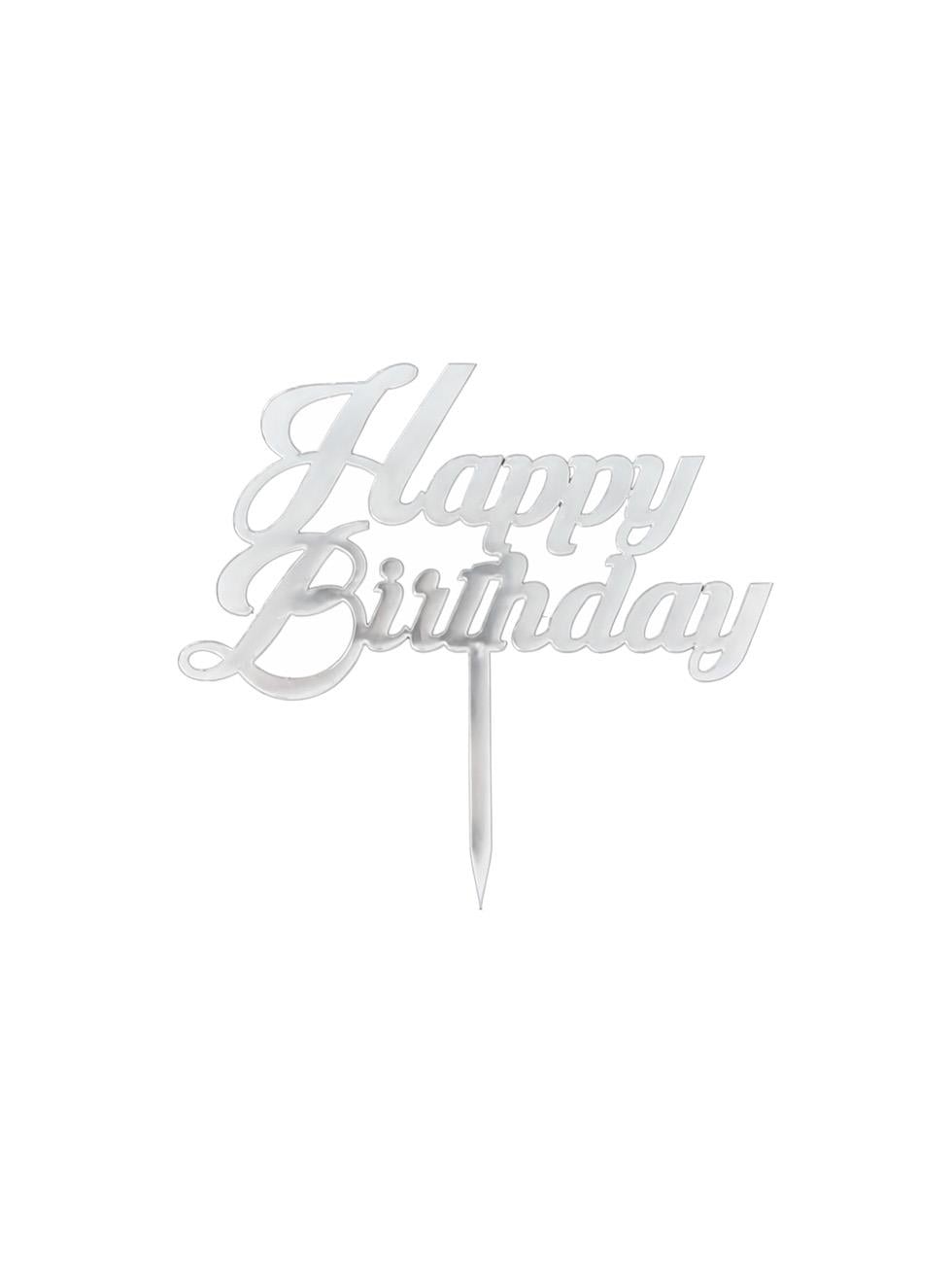 Pleksi Happy Birthday Pasta Süsü Gümüş