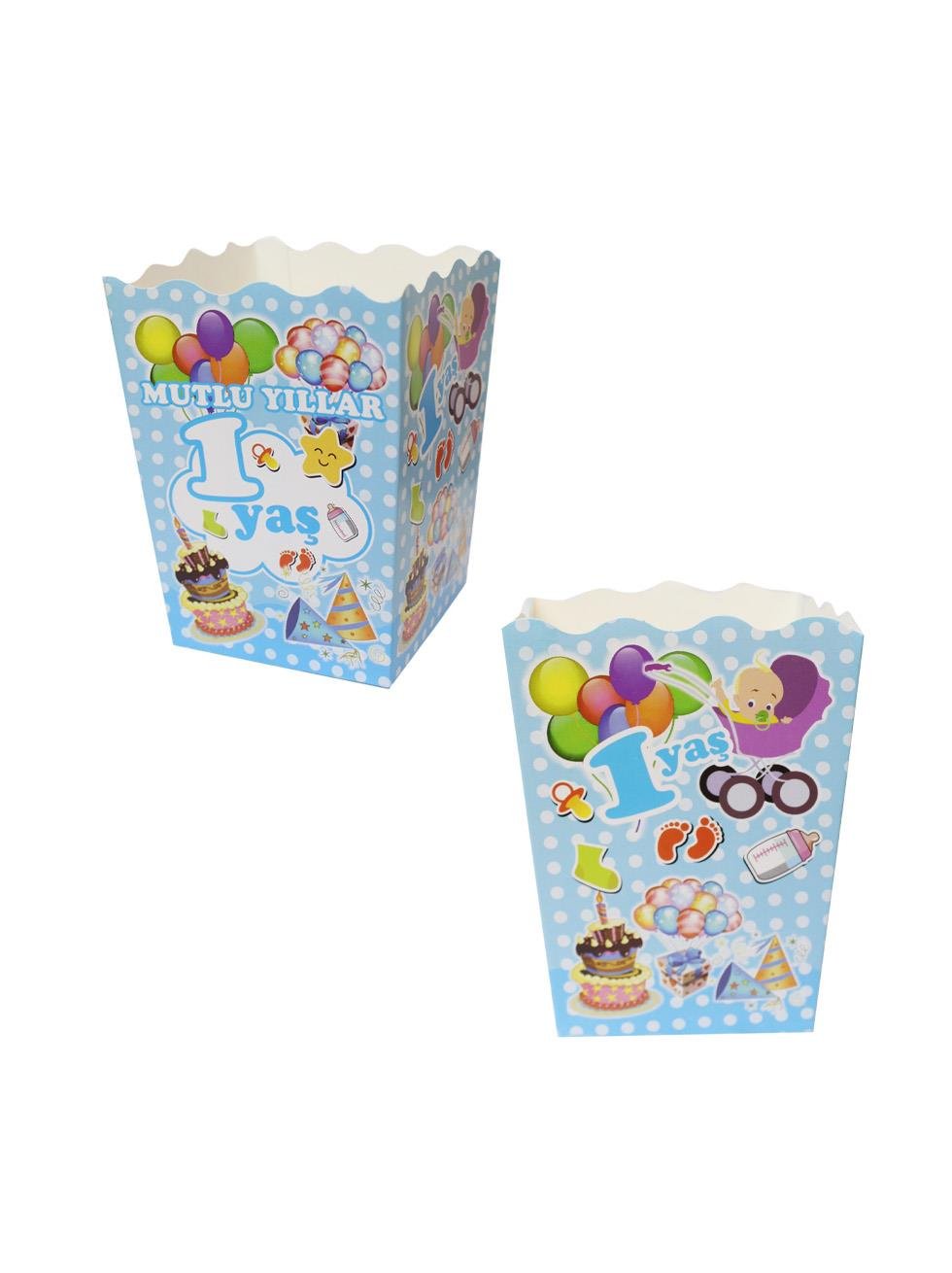 Popcorn Puantiyeli 1 Yaş Mavi 12  Li