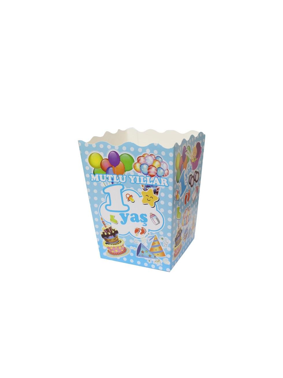 Popcorn Puantiyeli 1 Yaş Mavi 12  Li