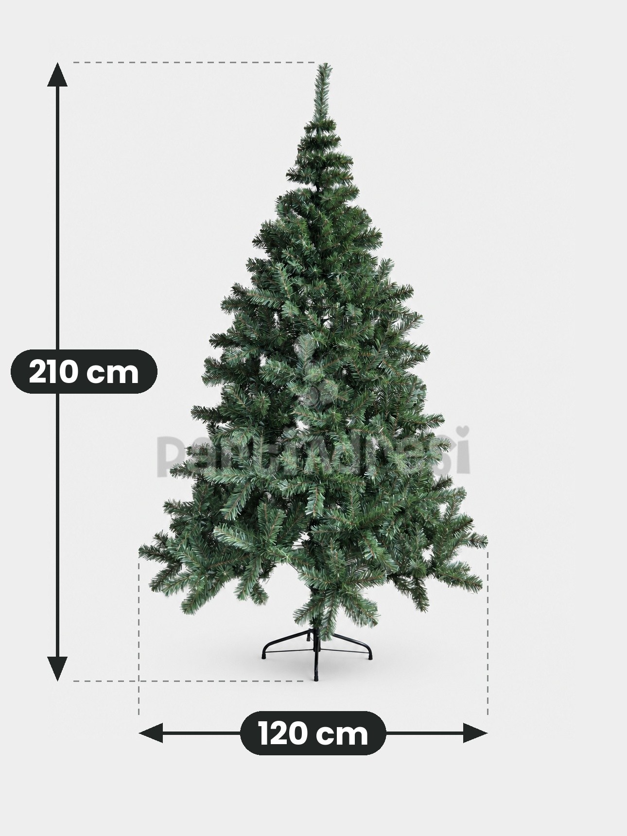 Premium Yılbaşı Ağacı 210 cm 660 Dallı Metal Ayaklı Yoğun Görünümlü Çam Ağacı