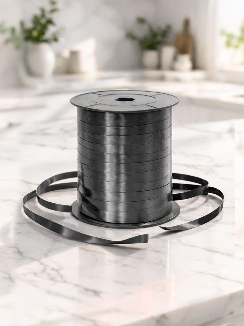 Siyah Rafya Kurdele – Hediye Paketleme Balon Bağlama Şeridi 8 mm 200 Mt