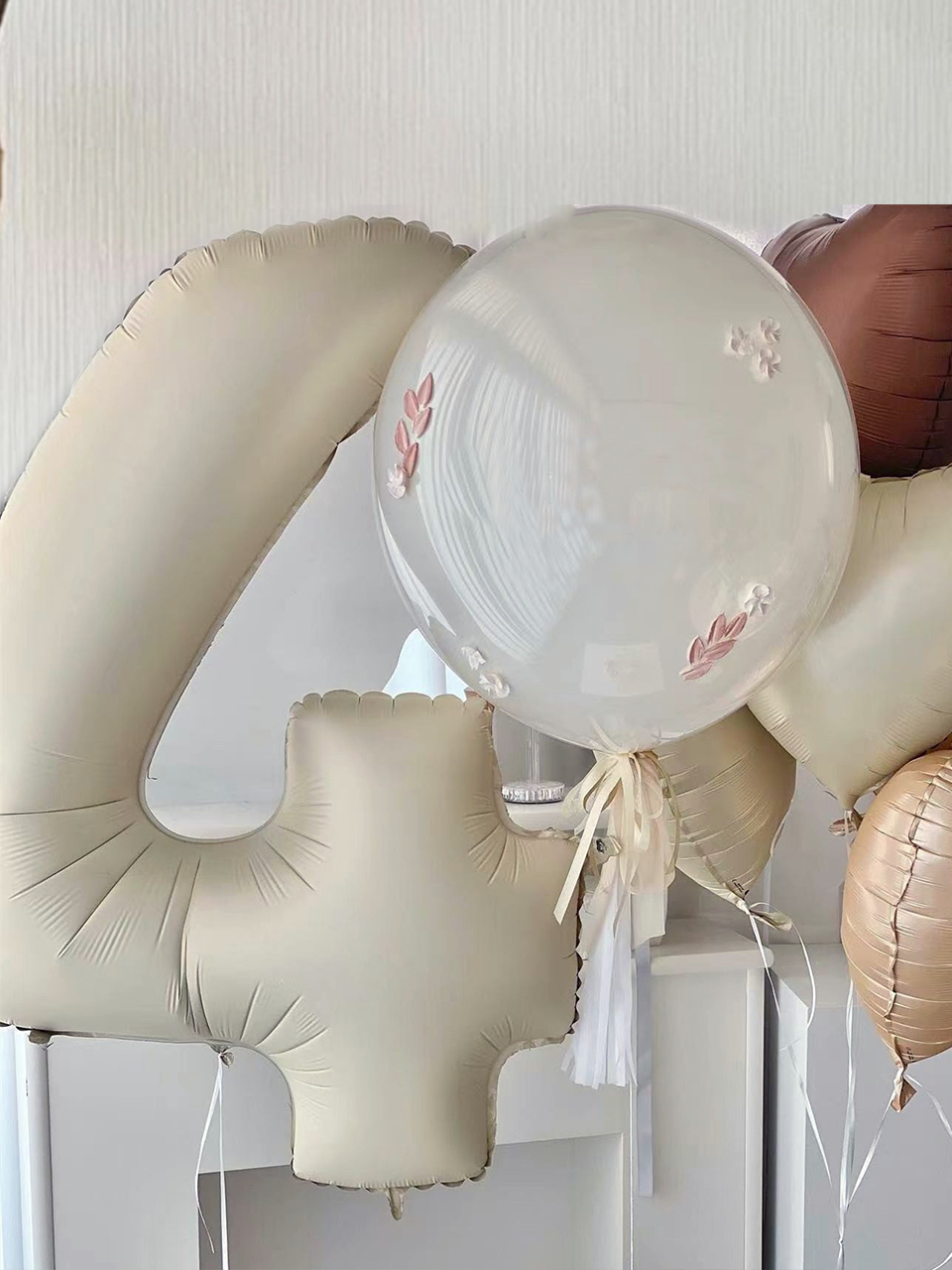 Rakam Folyo Balon 4 Rakamı Krem 86 cm 34 inc