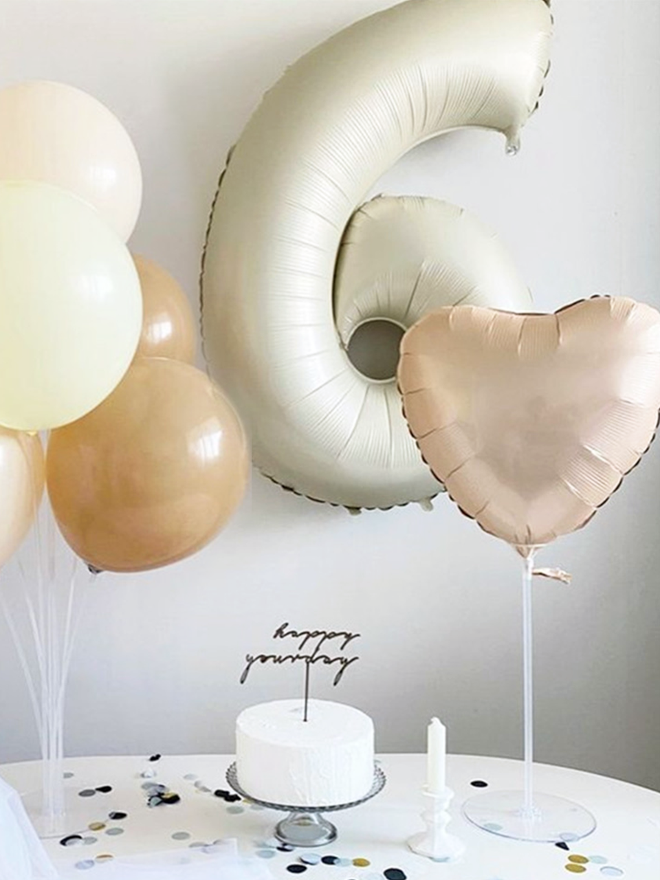 Rakam Folyo Balon 6 Rakamı Krem 86 cm 34 inc