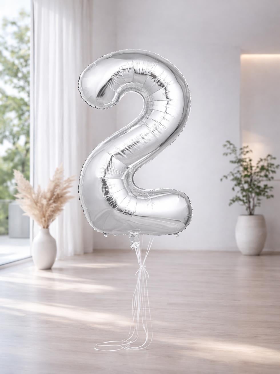 Rakam Folyo Balon Doğum Günü Parti Balonu 2 Gümüş Renk 76 cm