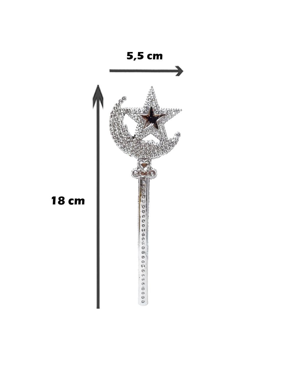 Ramazan Temalı Ay Yıldız Dekoratif Palstik Çubuk – Gümüş 18 cm 6lı