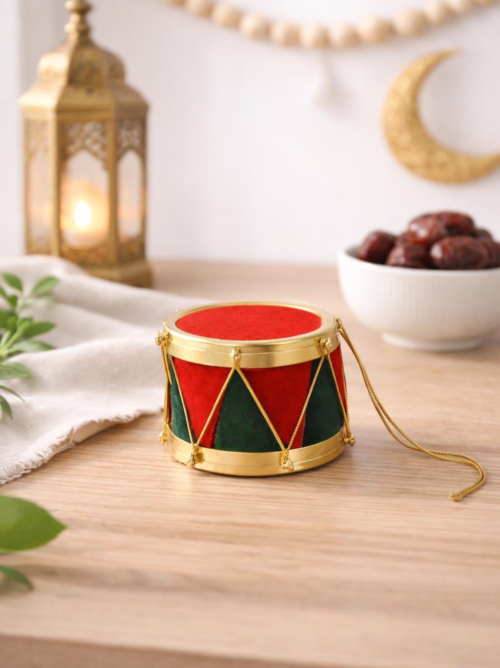 Ramazan Temalı Mini Davul Süs – Dekoratif Masa & Duvar Süsü 7 cm