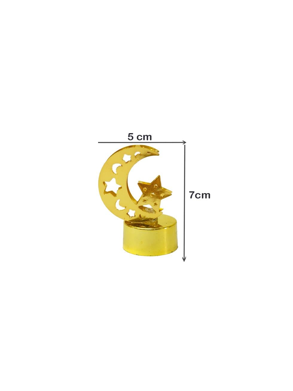 Ramazan Temalı Mini Led Mum Ay Yıldız Masaüstü Dekoru Gold 7 cm