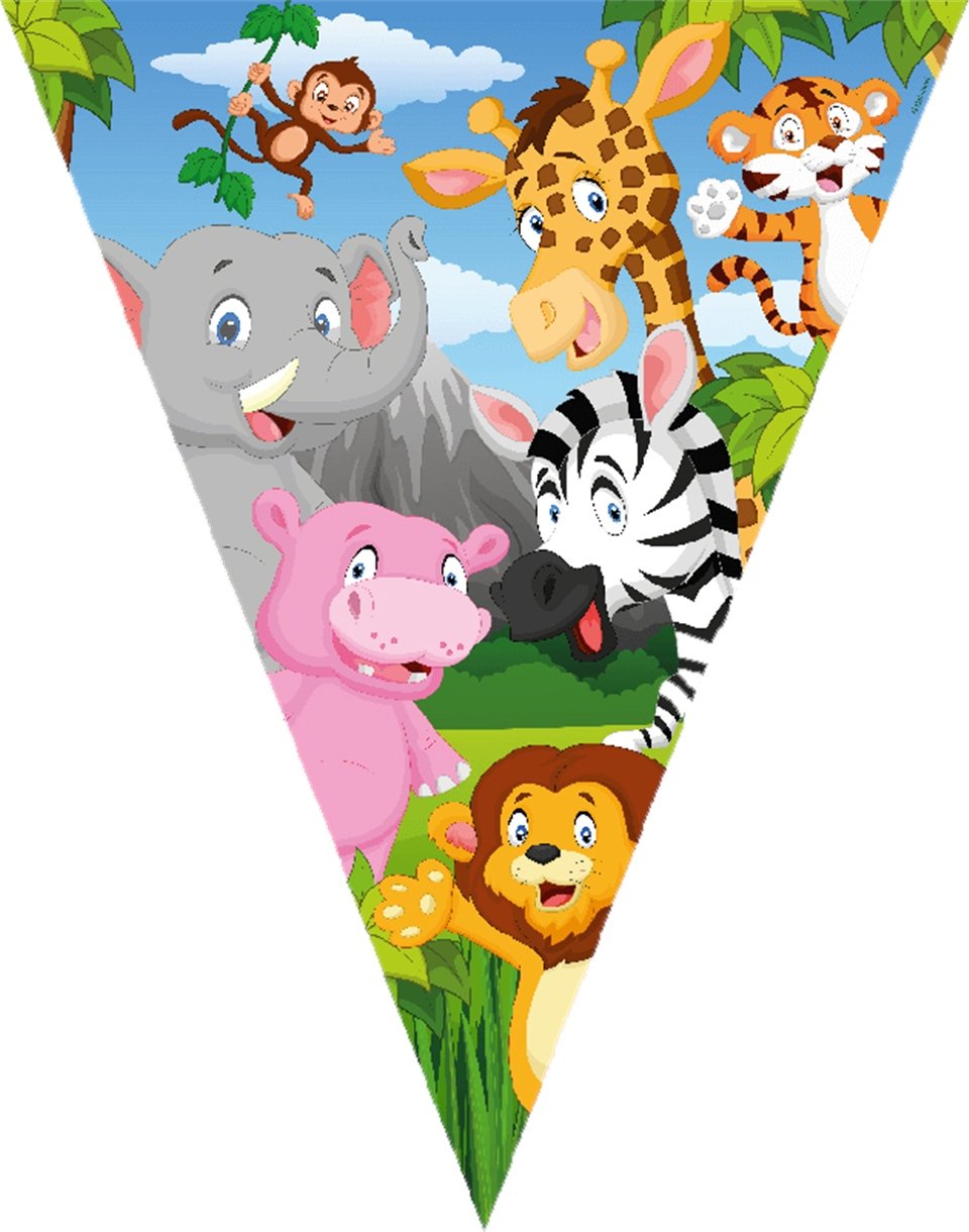 Safari Konseptli Flama Bayrak Set Asılabilir Doğum Günü Süsü