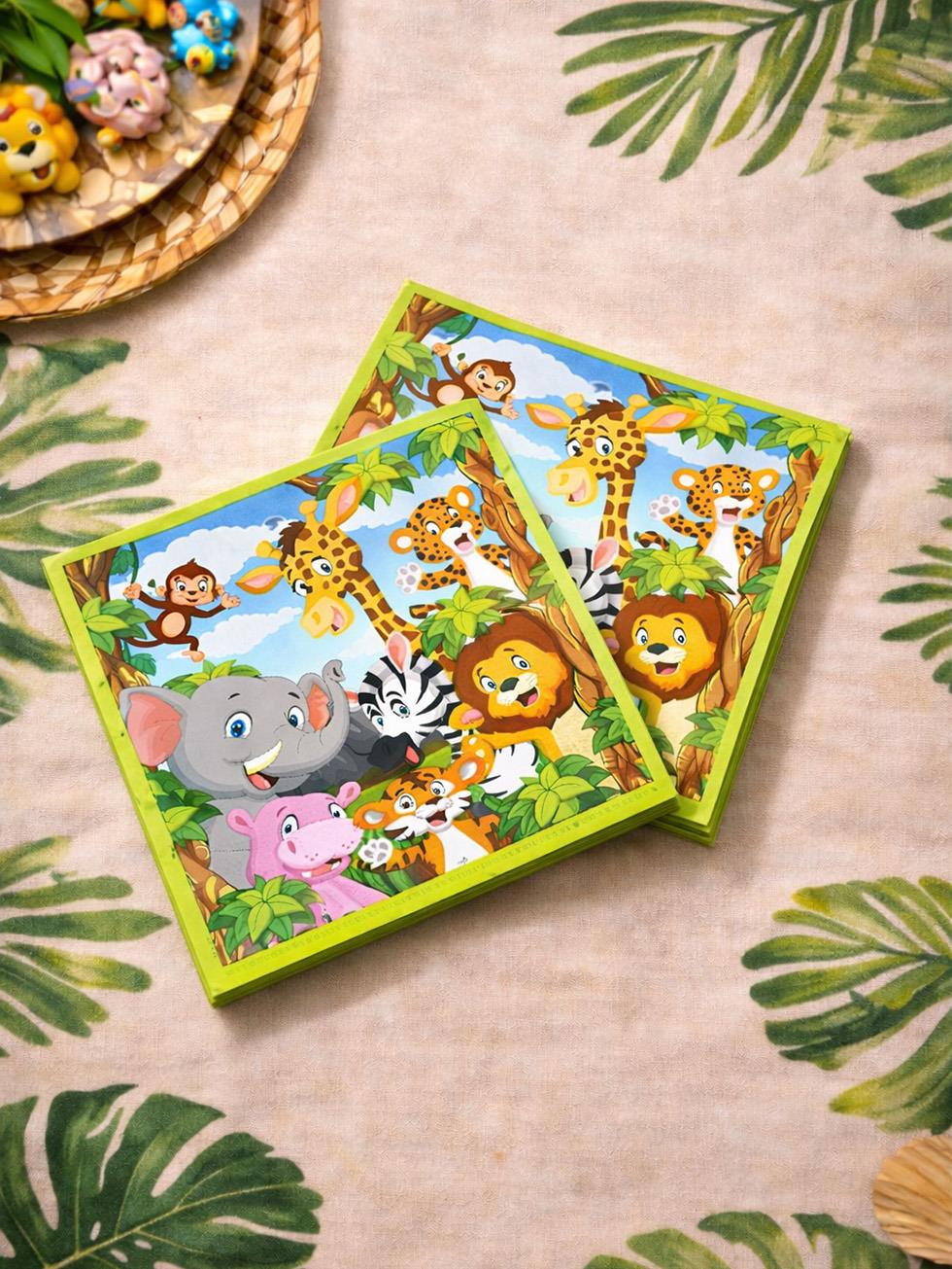 Safari Konseptli Peçete Doğum Günü Kağıt Peçete 16lı