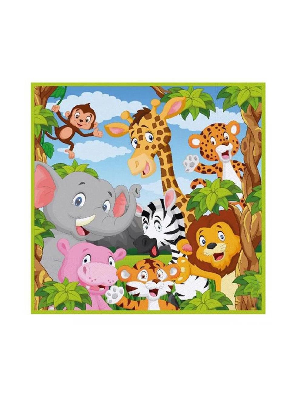 Safari Konseptli Peçete Doğum Günü Kağıt Peçete 16lı