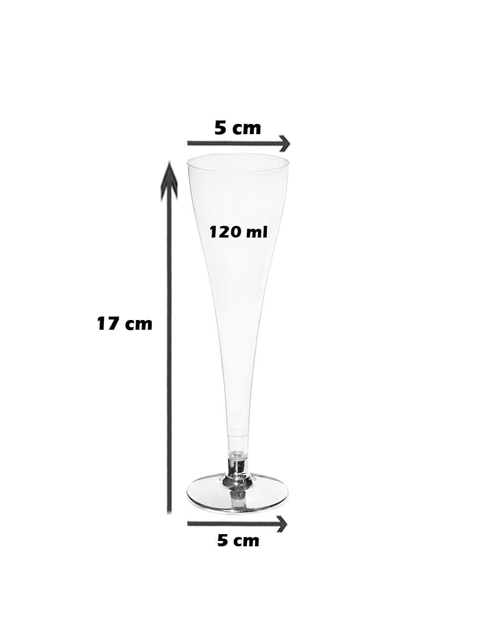 Mika Plastik Şampanya Bardağı - Flüt Kadeh Gümüş Ayaklı  120 ml 6lı