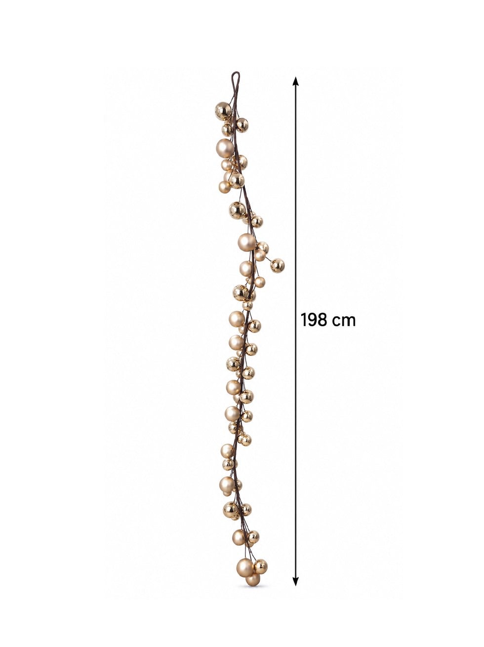 Şampanya Yılbaşı Toplu Garland 198 cm – Yılbaşı Sarkıt Dekoru Kapı Duvar ve Masa Süsü