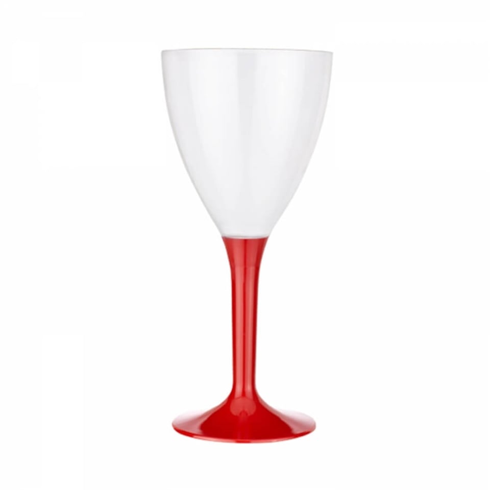 ŞARAP BARDAĞI LÜKS KIRMIZI AYAKLI 10'LU