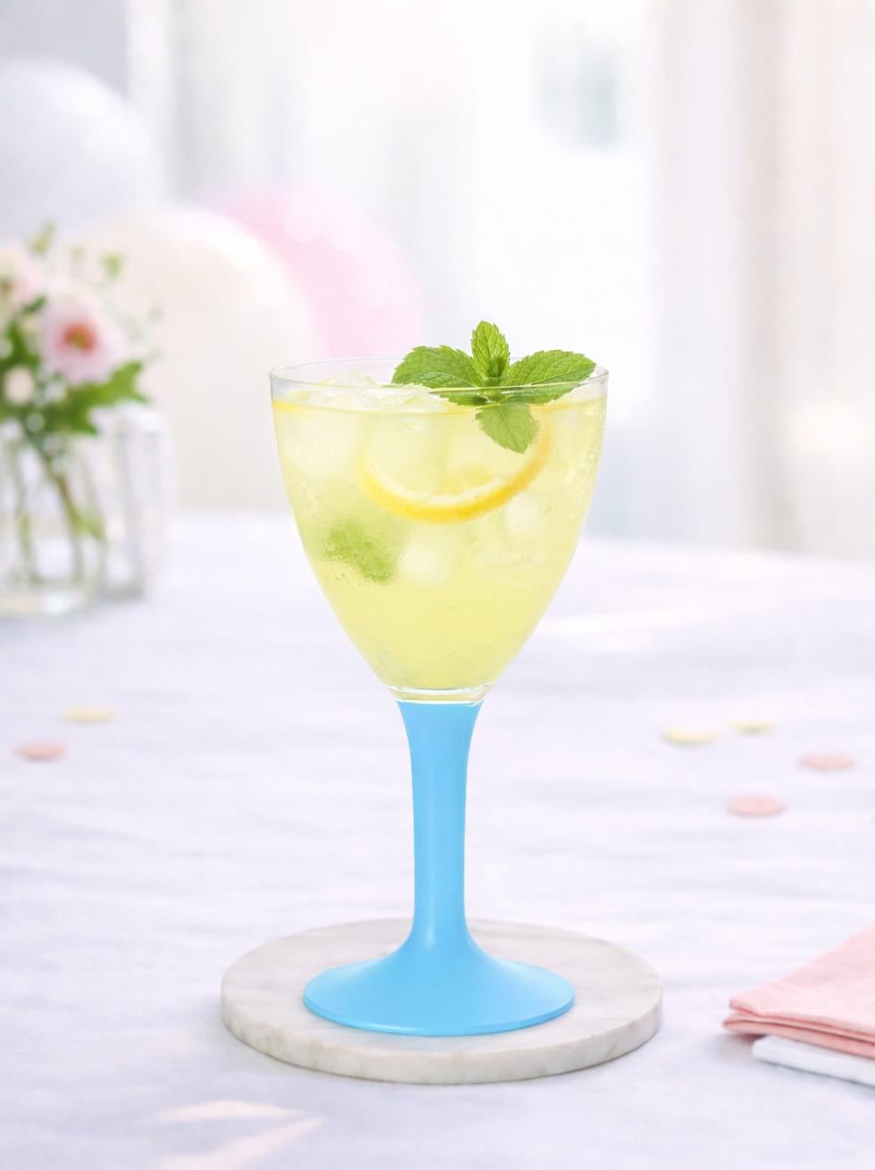 Mika Plastik Kadeh  Lüks Turkuaz Ayaklı Şarap Bardağı 150 ml 10lu