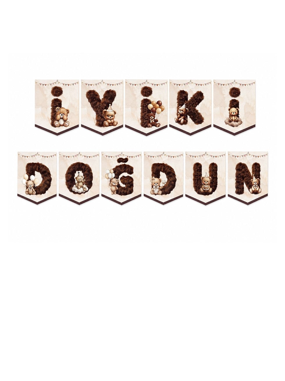 Sevimli Ayıcık Temalı İyi Ki Doğdun Yazı – Doğum Günü Duvar Süsü