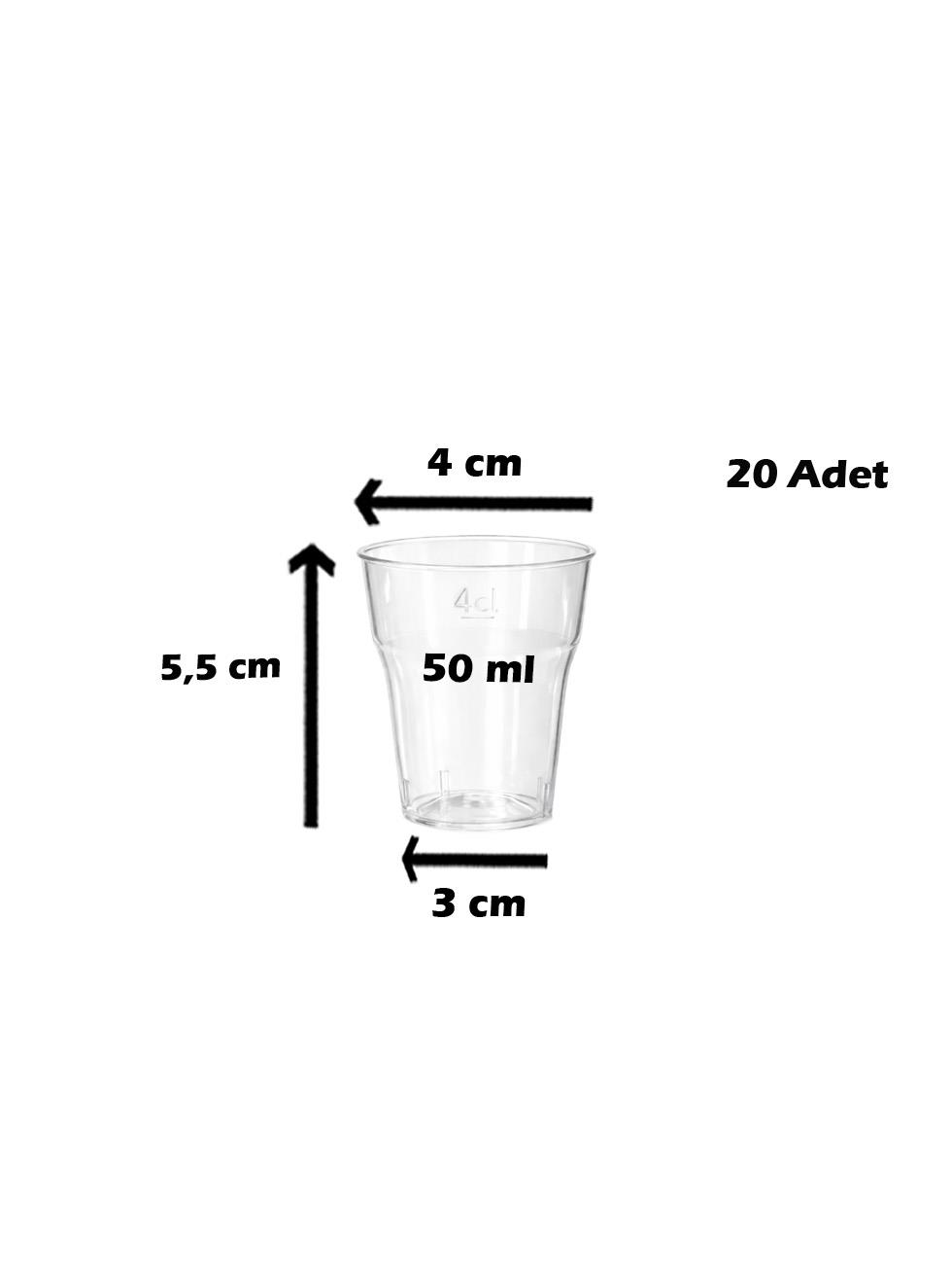 Mika Plastik Shot Bardağı 40 ml. 20li