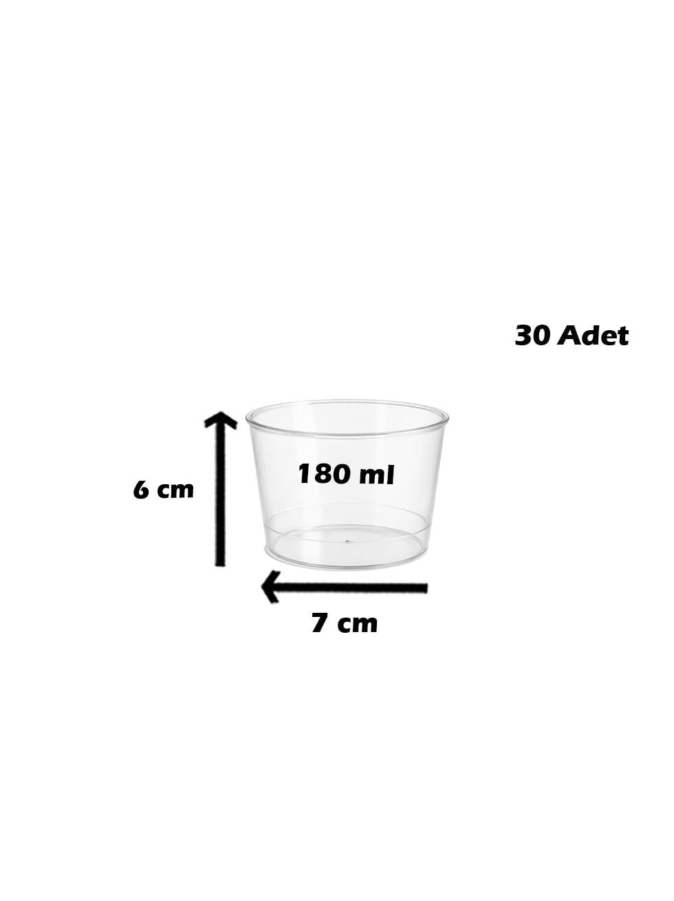 Mika Plastik Sunum Kasesi Silindir Kap Şeffaf 180 ml 30lu