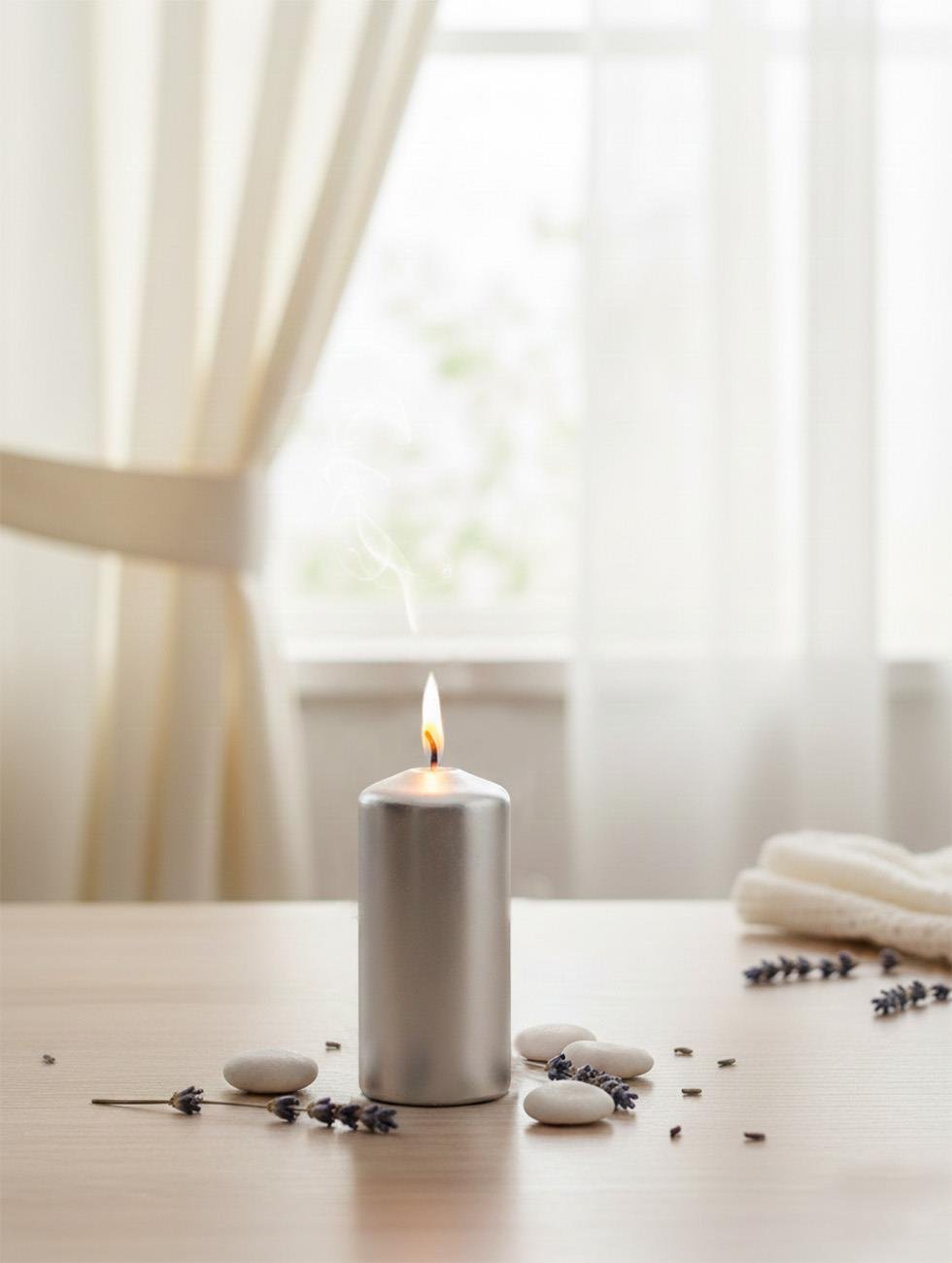 Silindir Mum Gümüş 3.5 × 8 Cm