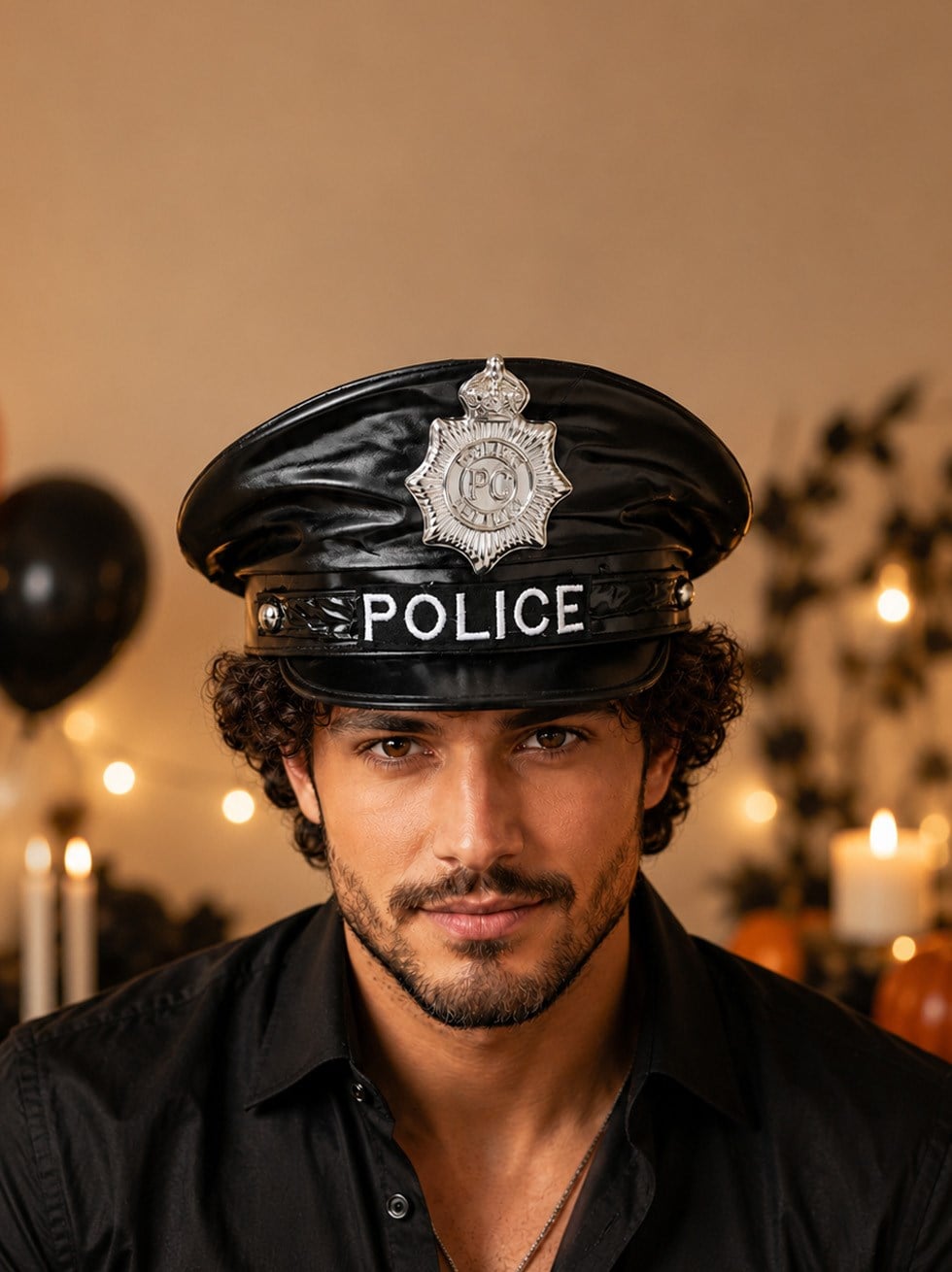 Siyah Polis Şapkası – Halloween Kostüm ve Parti Aksesuarı