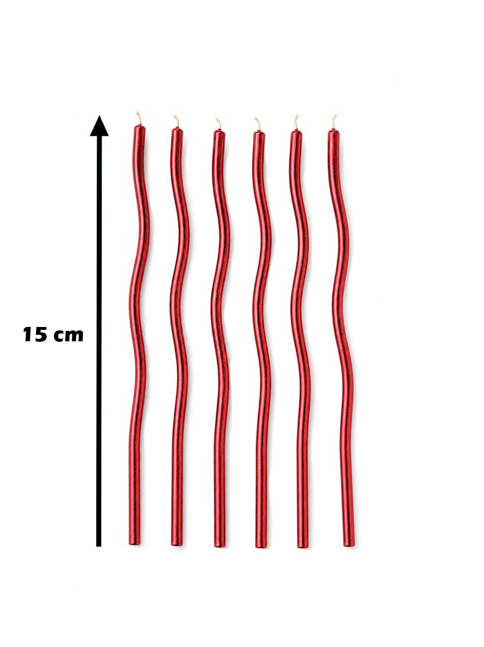 Spiral Pasta Mumu  Metalik Kırmızı 15 cm 6lı