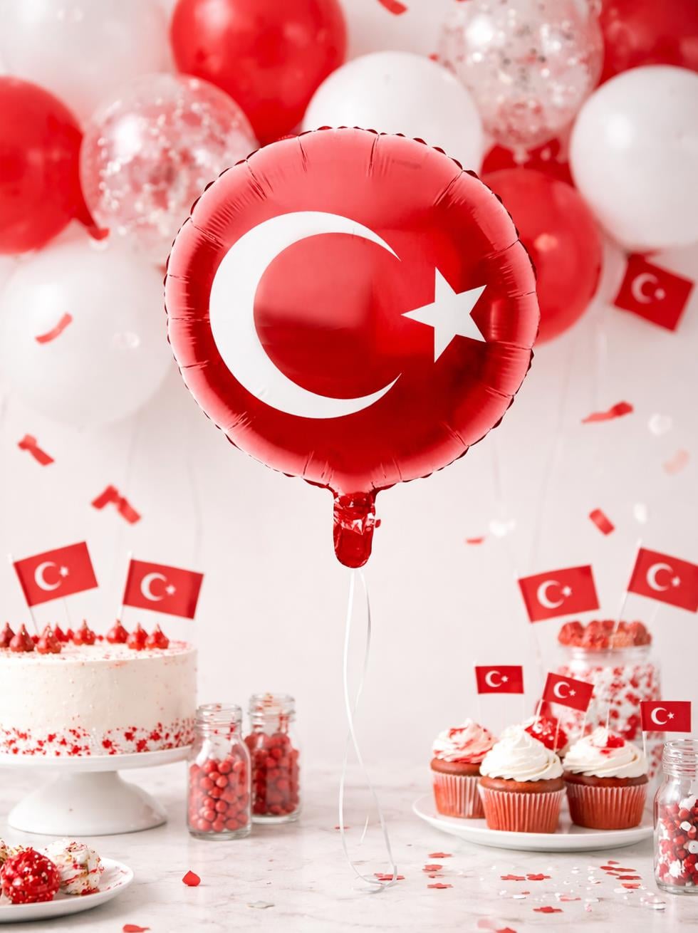 Türk Bayrağı Baskılı Folyo Balon 18 inc 45 cm