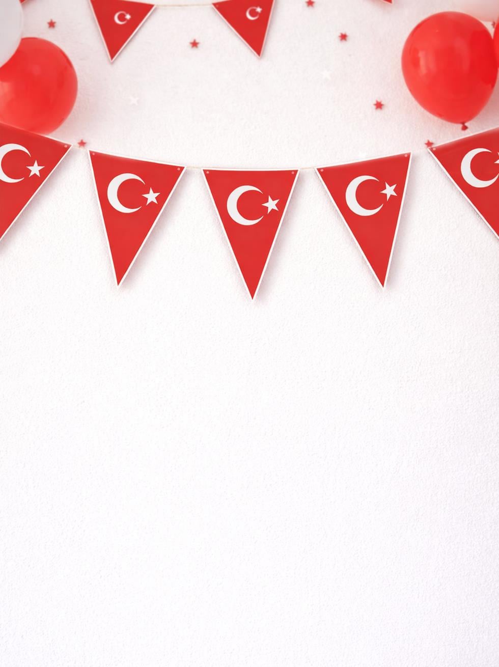 Türk Bayrağı Baskılı Üçgen Flama Bayrak  – Sınıf Okul Milli Bayram Dekoru
