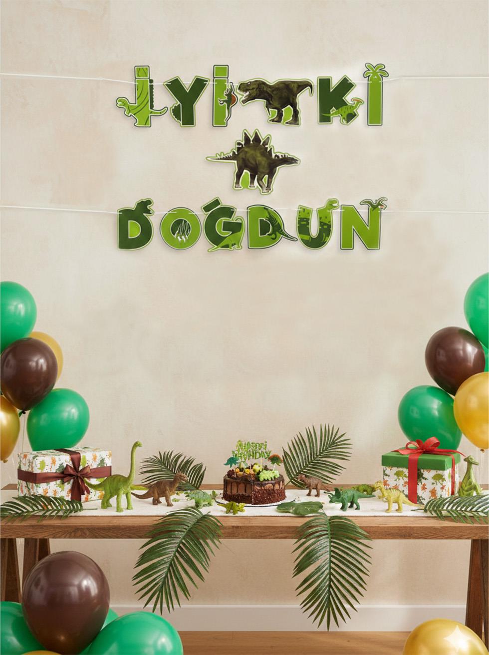 Vahşi Jurassic Parti Temalı iyi Ki Doğdun Yazı Harf Banner 