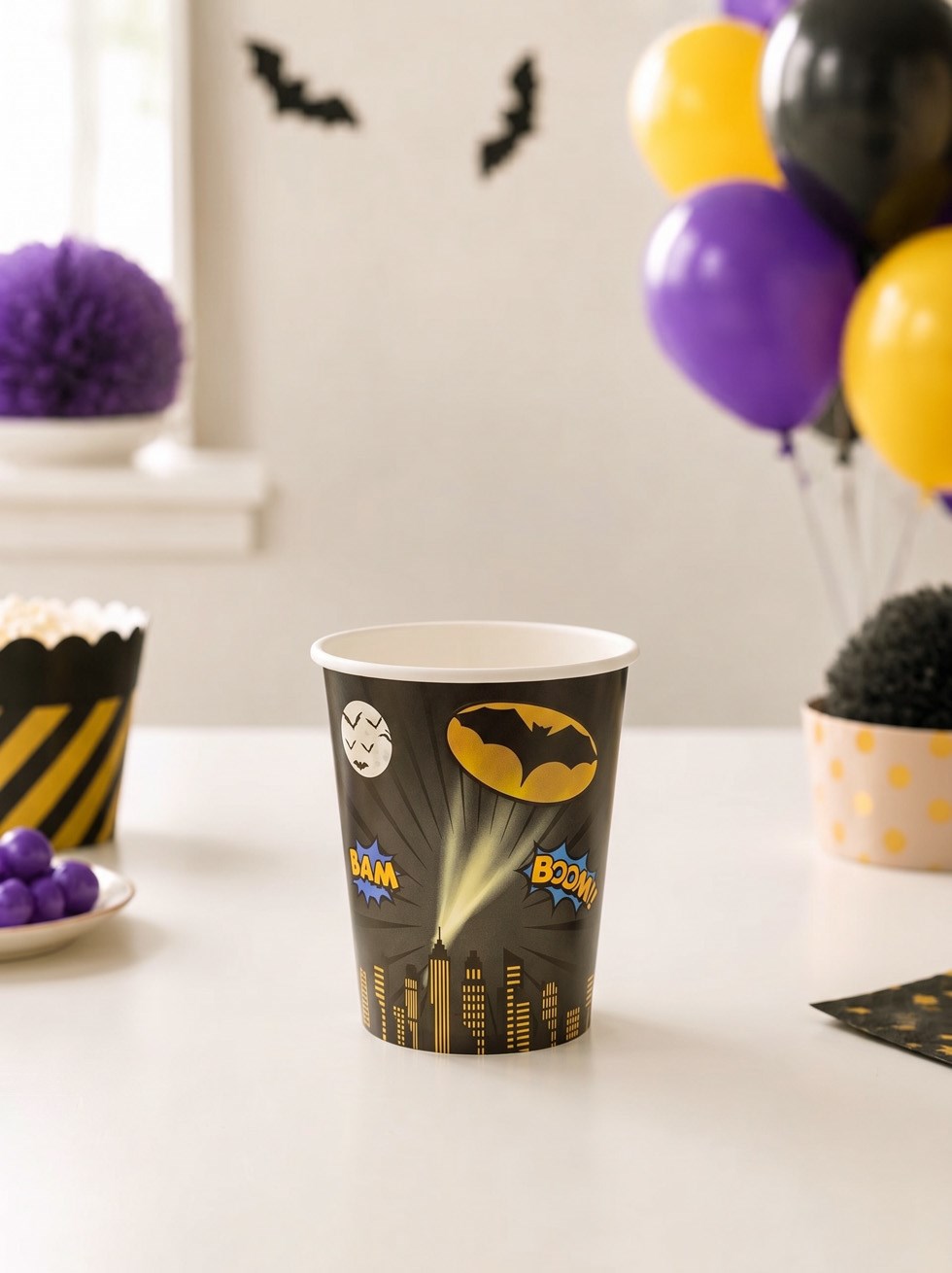 Yarasa Batman Temalı Bardak Karton Doğum Günü Bardağı 8li