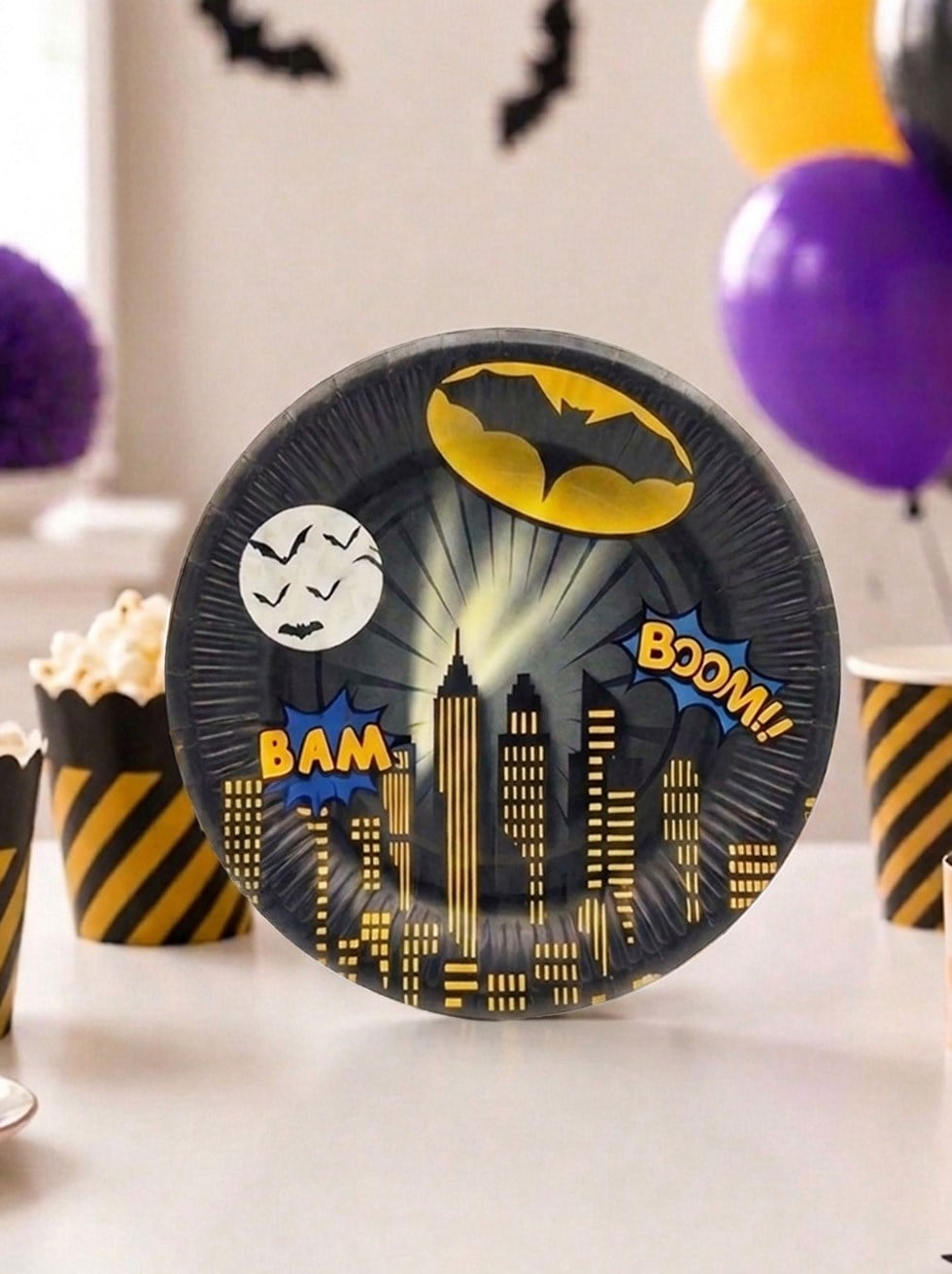 Yarasa Batman Temalı Tabak Karton Doğum Günü Tabağı 8li