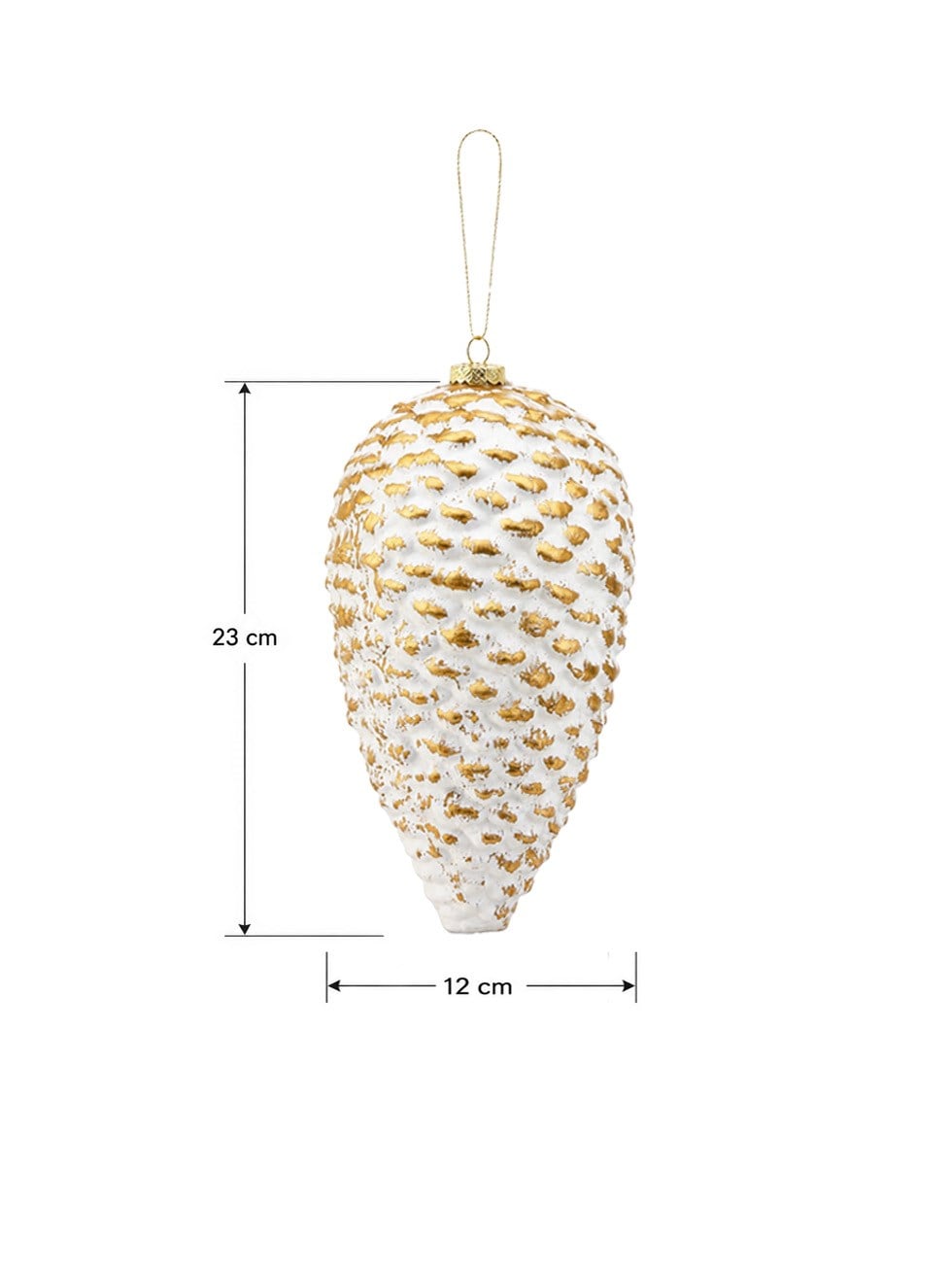 Yılbaşı Ağaç Süsü Eskitme Detaylı Kozalak 23 cm – Asılabilir Dekoratif Süs Beyaz Gold