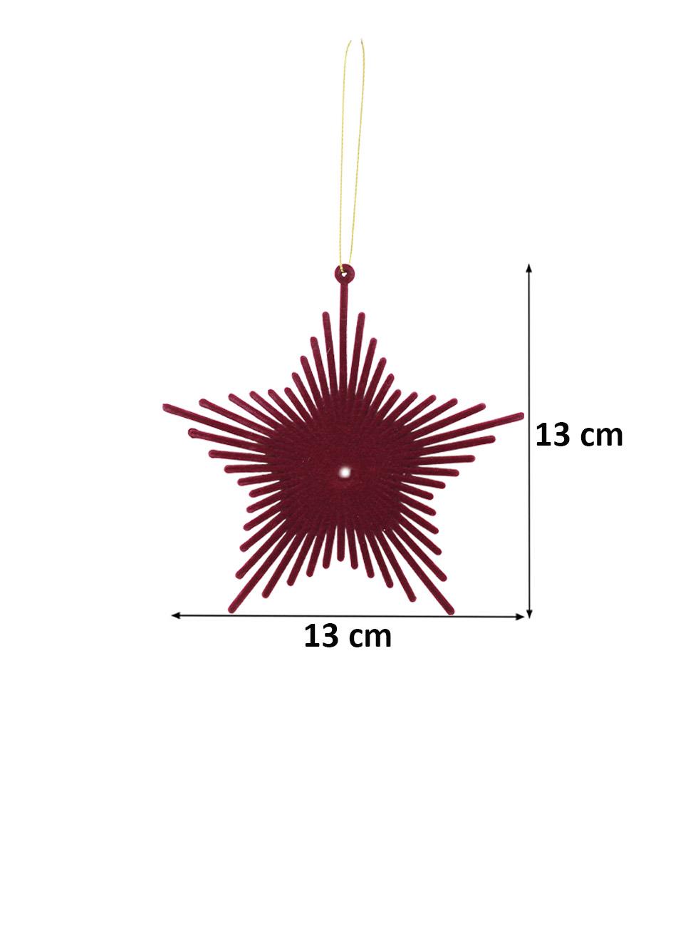Yılbaşı Ağaç Süsü Kadife Yıldız Dekoratif Süs Bordo 13 cm