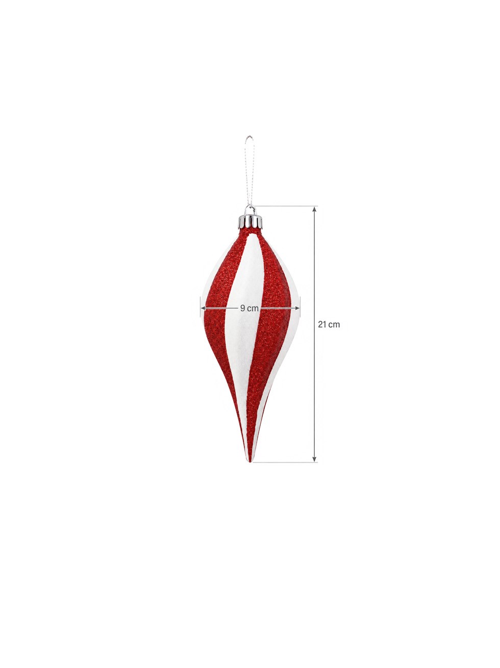Yılbaşı Ağaç Süsü Simli Spiral Sarkıt 21 cm – Kırmızı Beyaz Asılabilir Dekoratif Süs