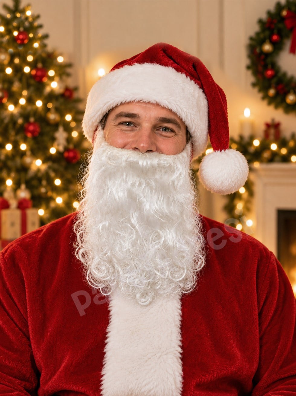 Yılbaşı Beyaz Noel Baba Sakalı – Lastikli Takma Sakal Parti Aksesuarı