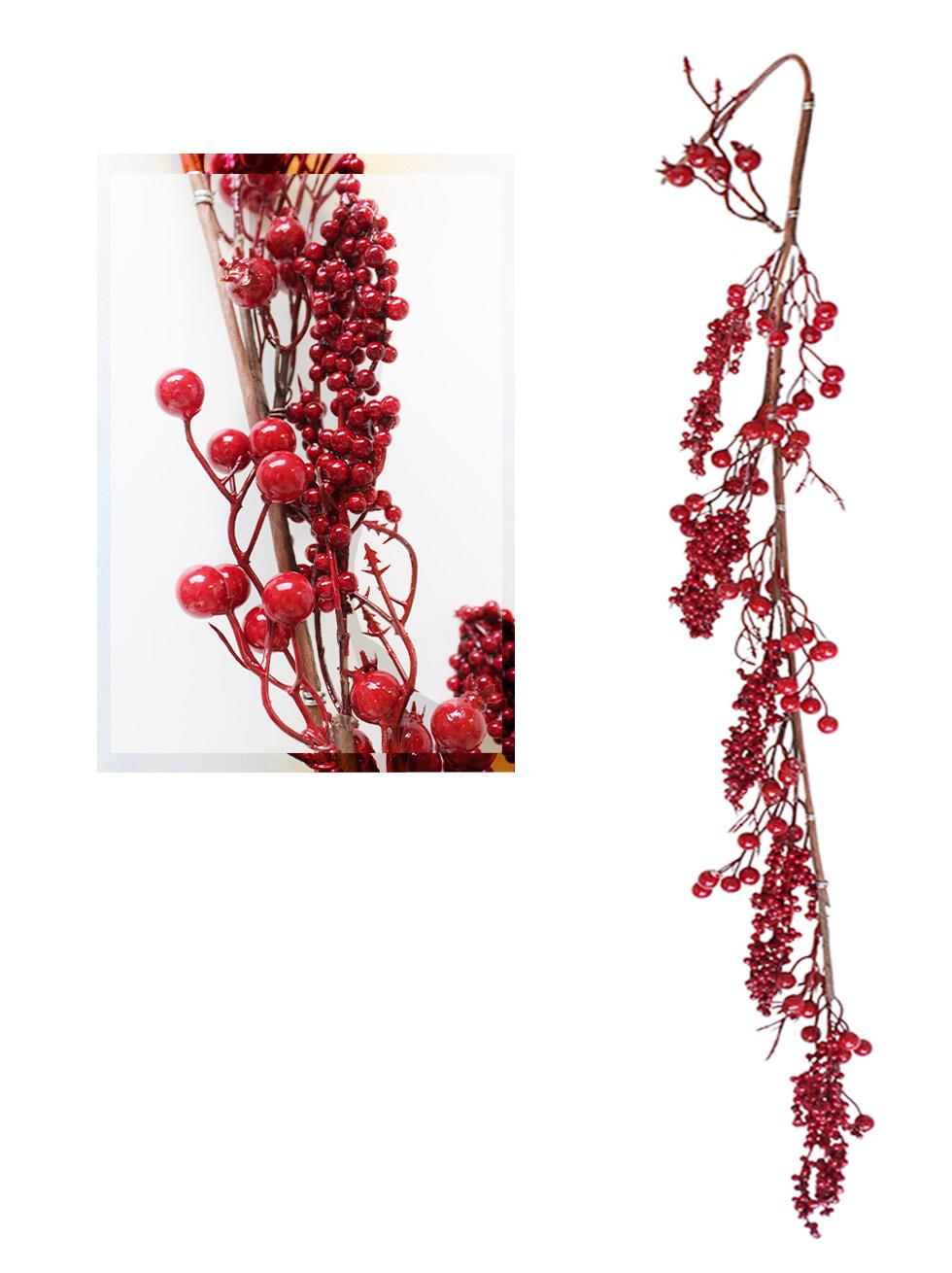 Yılbaşı Dekor Süsleri Kokina Berry Mini Meyve Detaylı Garland 150 cm